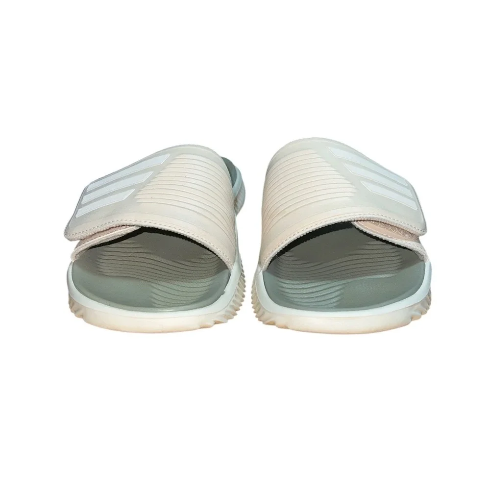 Adidas Alphabounce Slides Mens 13 Beige Grey Adjustable Strap Bounce Footbed